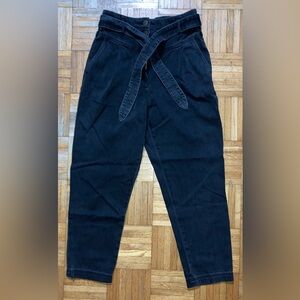 & other stories Faded Black High Rise Pleated Cotton Blend Jeans 4